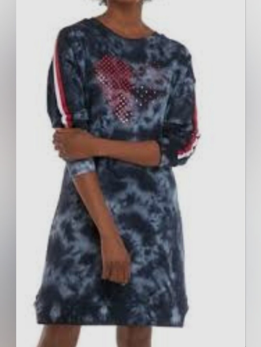 🌼B2G1🌼 Tommy Hilfiger Navy Tie-Dye Sweatshirt Dress  Red White Stripe Detail